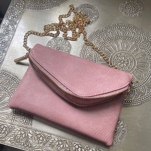 Mauve colored envelope mini purse